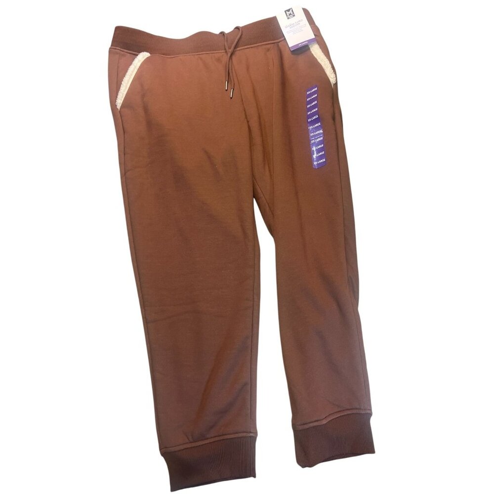 Brown Jogger Sweatpants With Drawstring Waistband & Side Pockets xxl